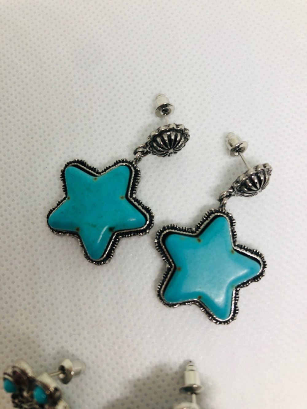 Turquoise Star Drop Earrings - Silver Accent Women Jewelry